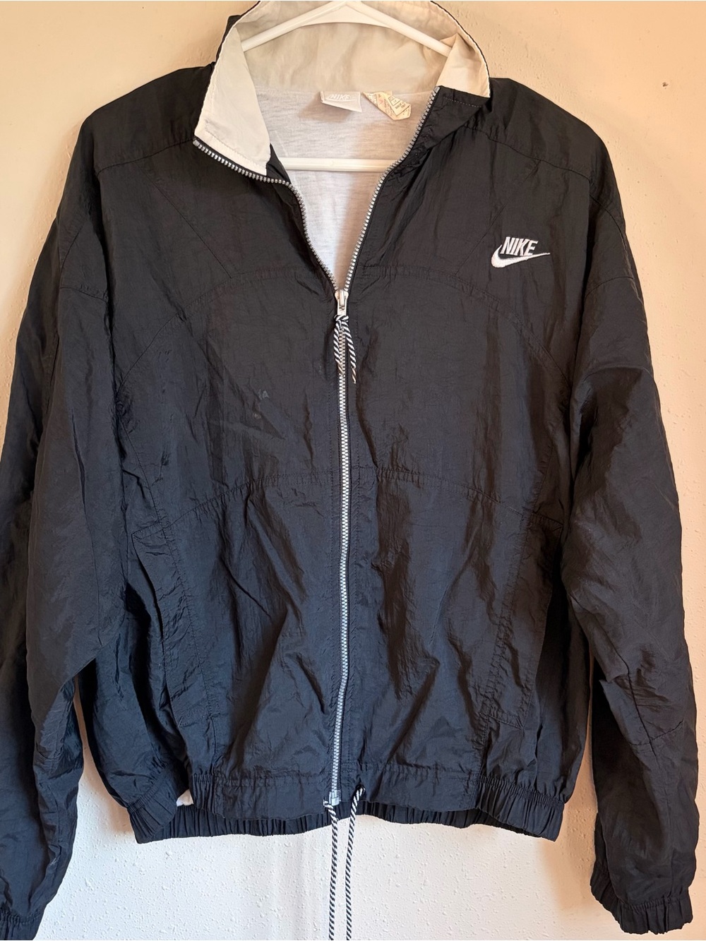 Vintage Nike Black Bomber Jacket with White Logo